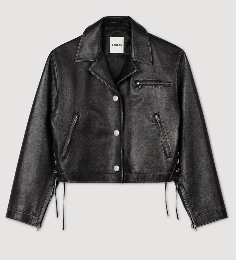 tendance indie sleaze blouson en cuir noir sandro