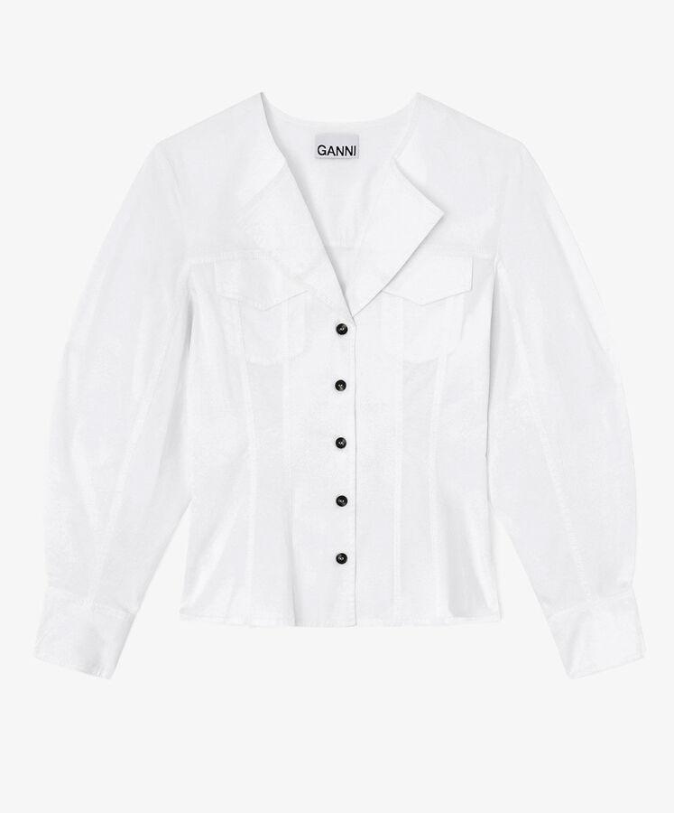 chemise ajustée en coton blanc ganni