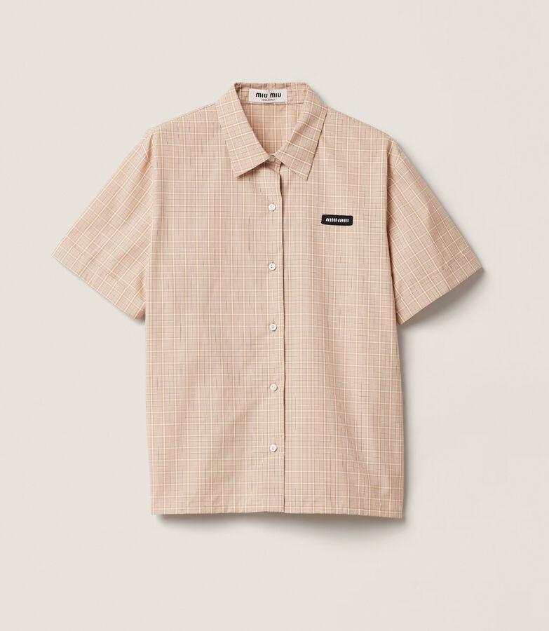 chemise manches courtes en popeline à carreaux miu miu
