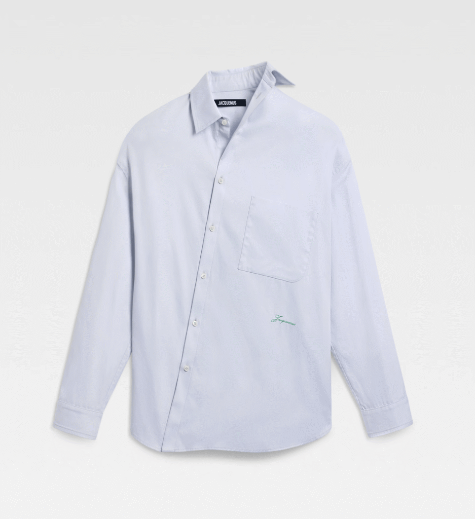 chemise asymétrique en coton bleu jacquemus