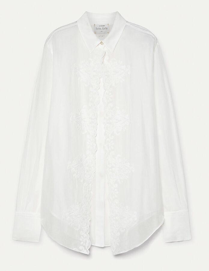 chemise transparente en voile brodé forte forte