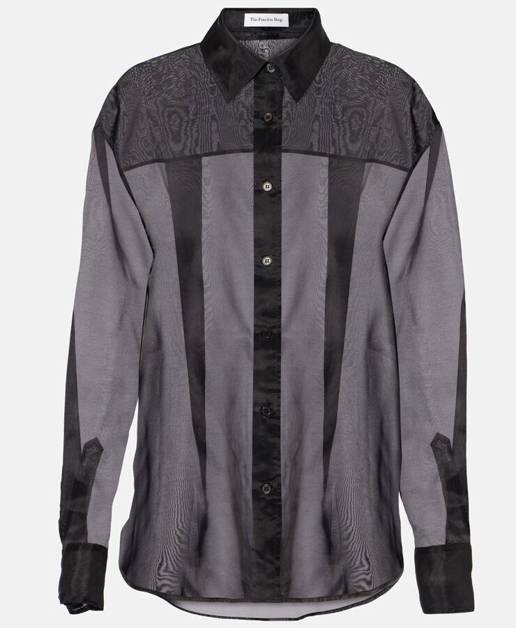 chemise transparente en soie mélangée noire the frankie shop