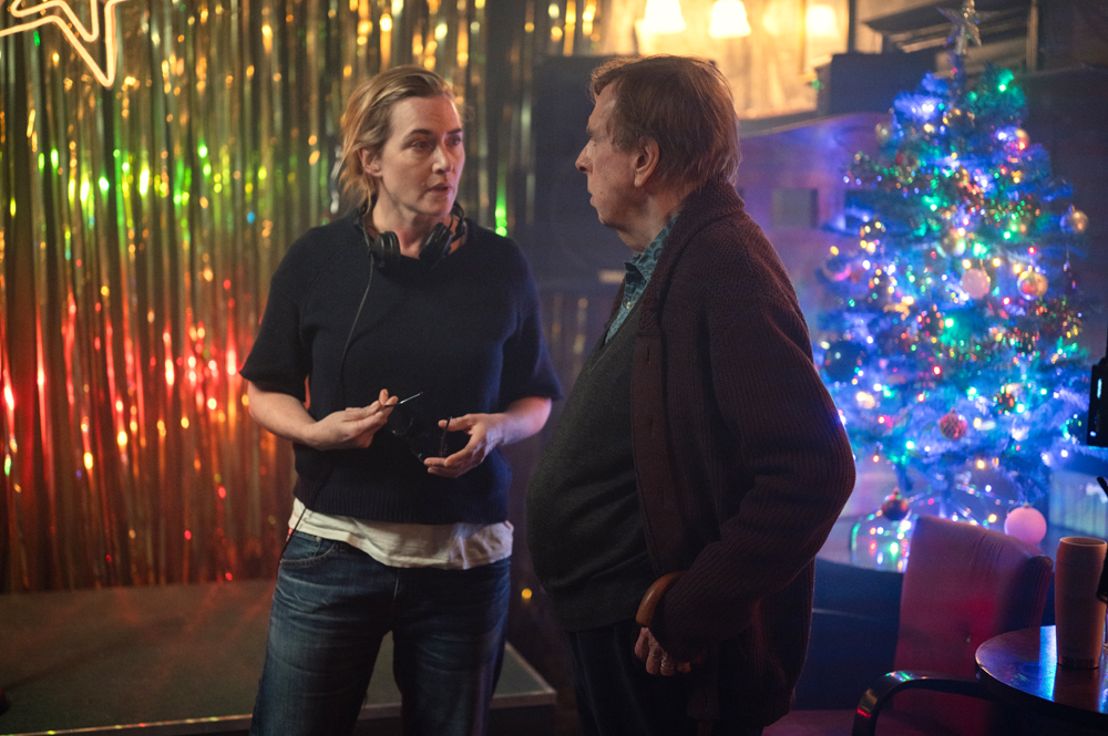 Kate Winslet and Timothy Spall shooting Goodbye June (2025) 