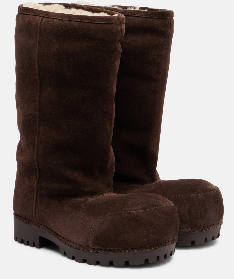 boots en daim marron balenciaga 