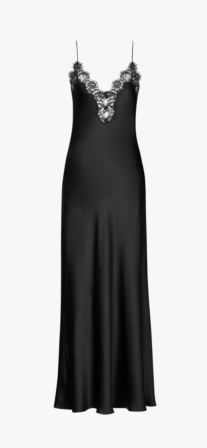slip dress noire en satin de soie et dentelle saint laurent