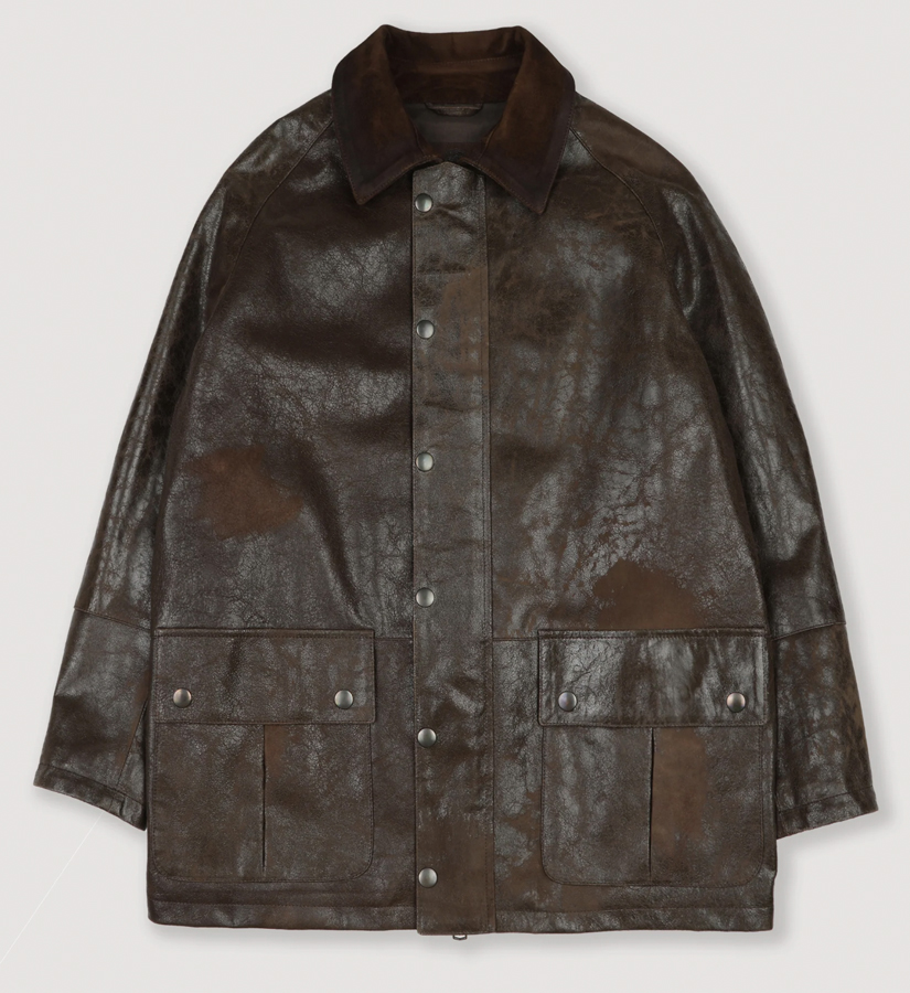 veste longue en cuir vieilli valstar