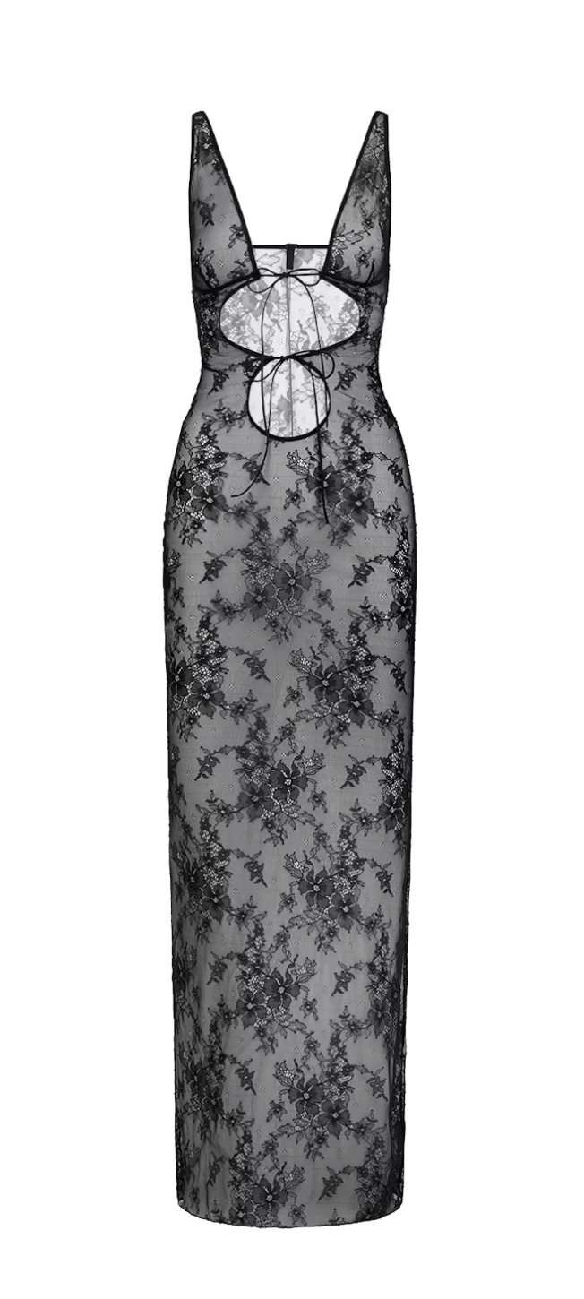 slip dress en dentelle transparente skims