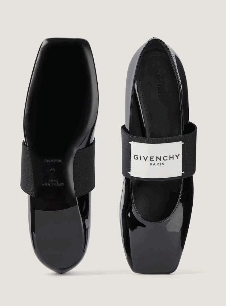 ballerines en cuir verni noir à élastique givenchy 