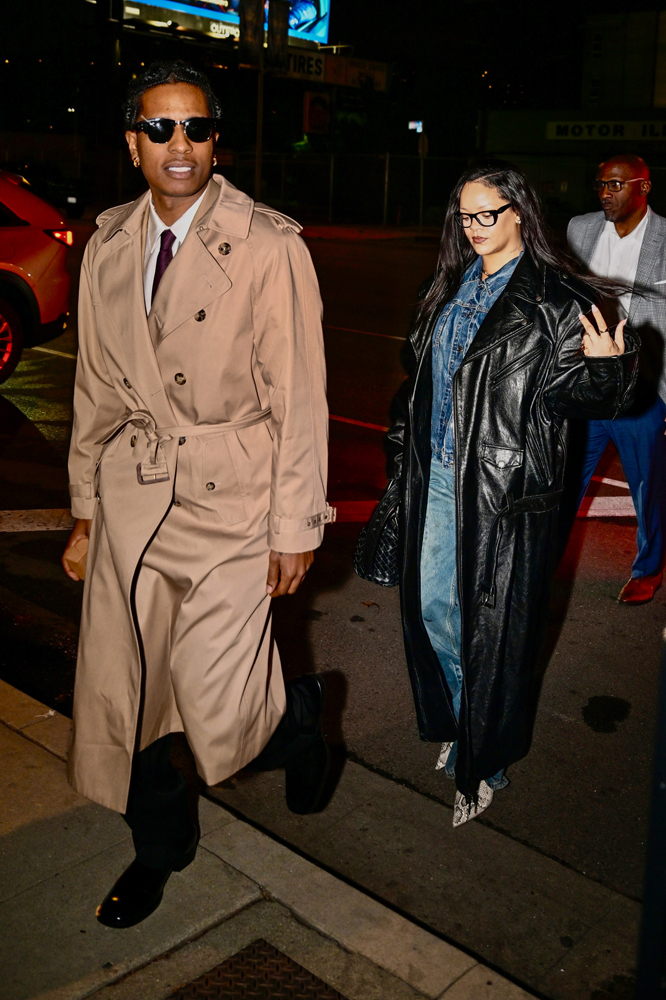 A$AP Rocky en trench-coat et Rihanna à Los Angeles le 28 janvier 2025