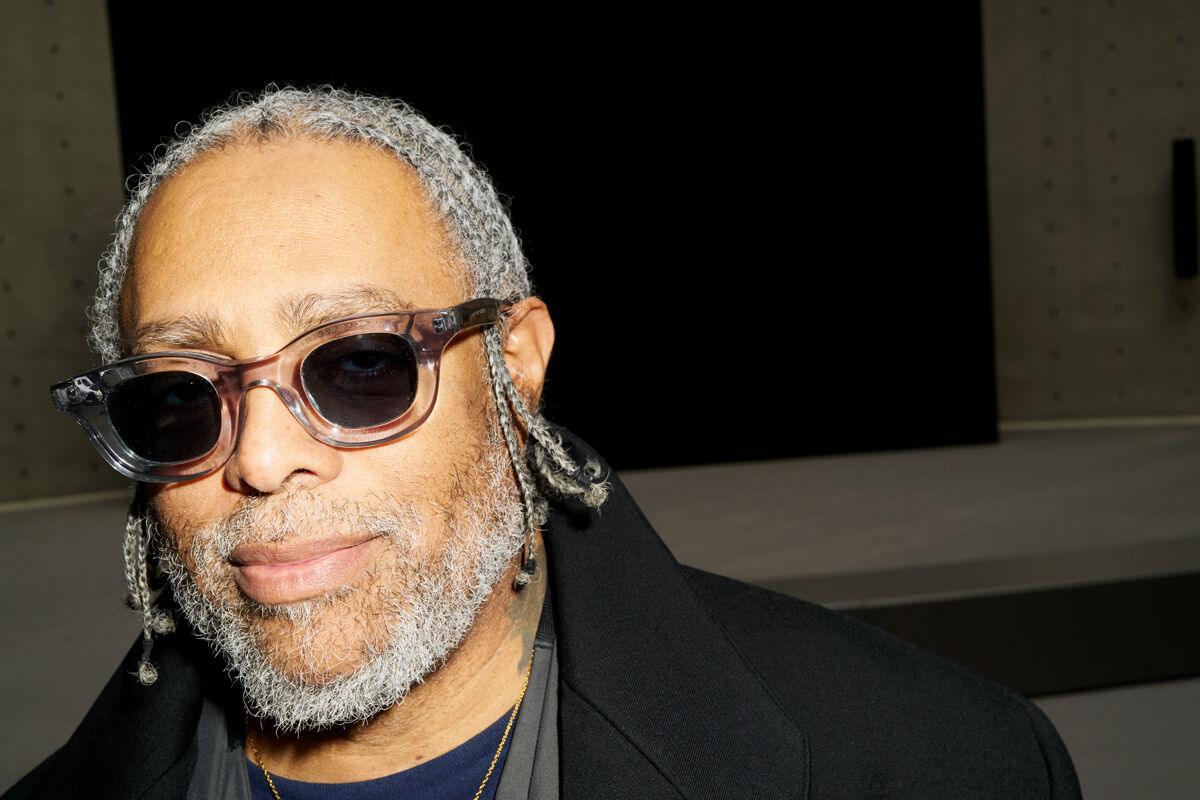 Arthur Jafa photographed by Katja Rahlwes in his exhibition at the Bourse de commerce for Numéro art.