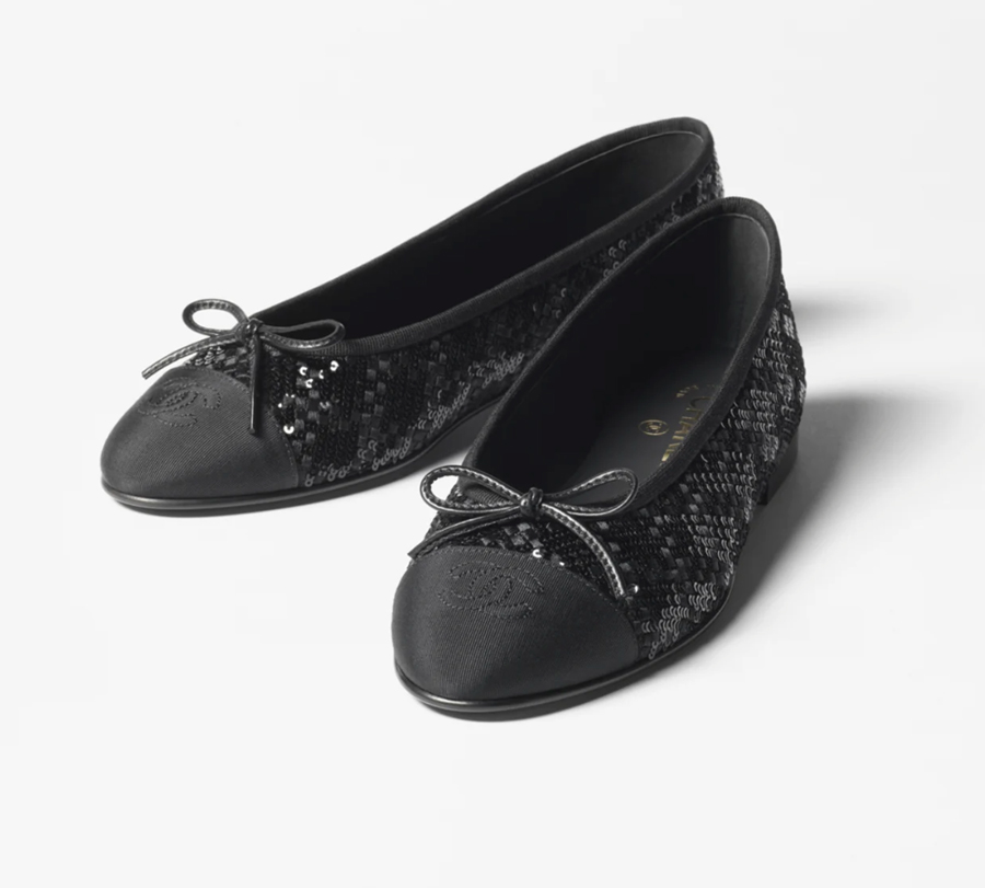 ballerines noires à sequins chanel 