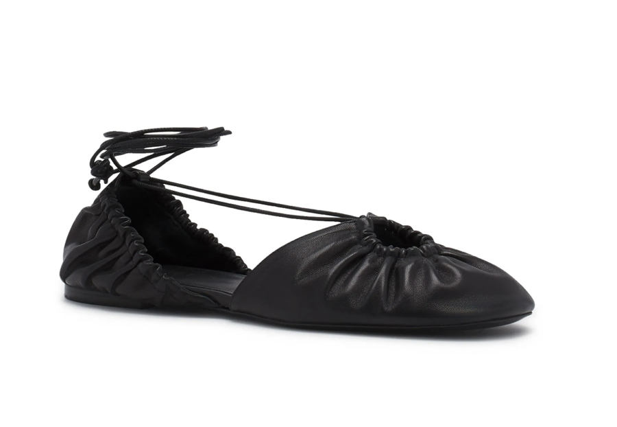 ballerines ajourées en cuir noir à lacets lanvin