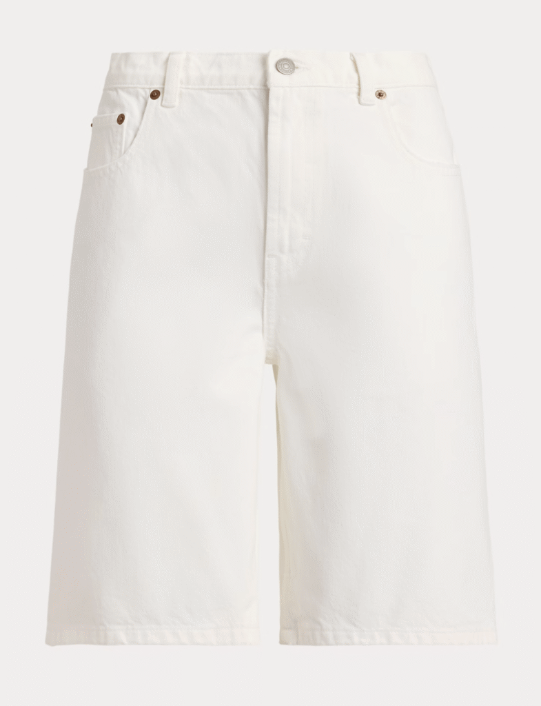 bermuda en denim blanc tendance printemps-ete 2026 ralph lauren