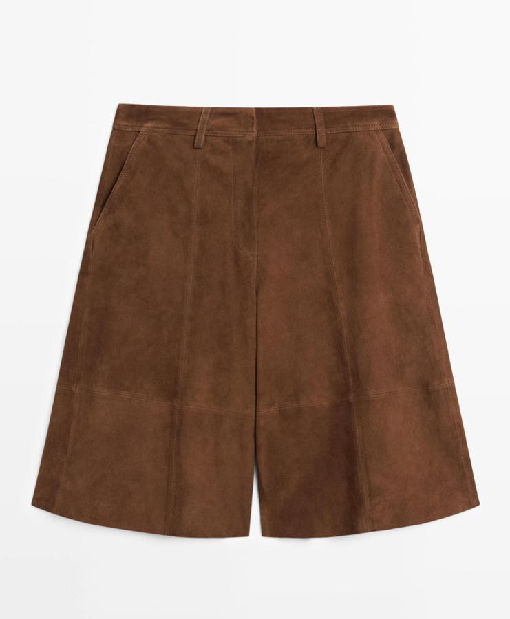 bermuda en cuir tendance printemps-été 2026 massimo dutti
