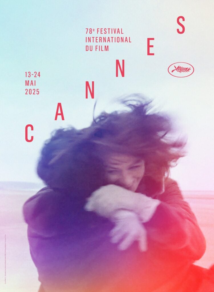 L'une des deux affiches du Festival de Cannes 2025 © Les Films 13 – Un homme et une femme de Claude Lelouch (1966) / Création graphique @hartlandvilla.