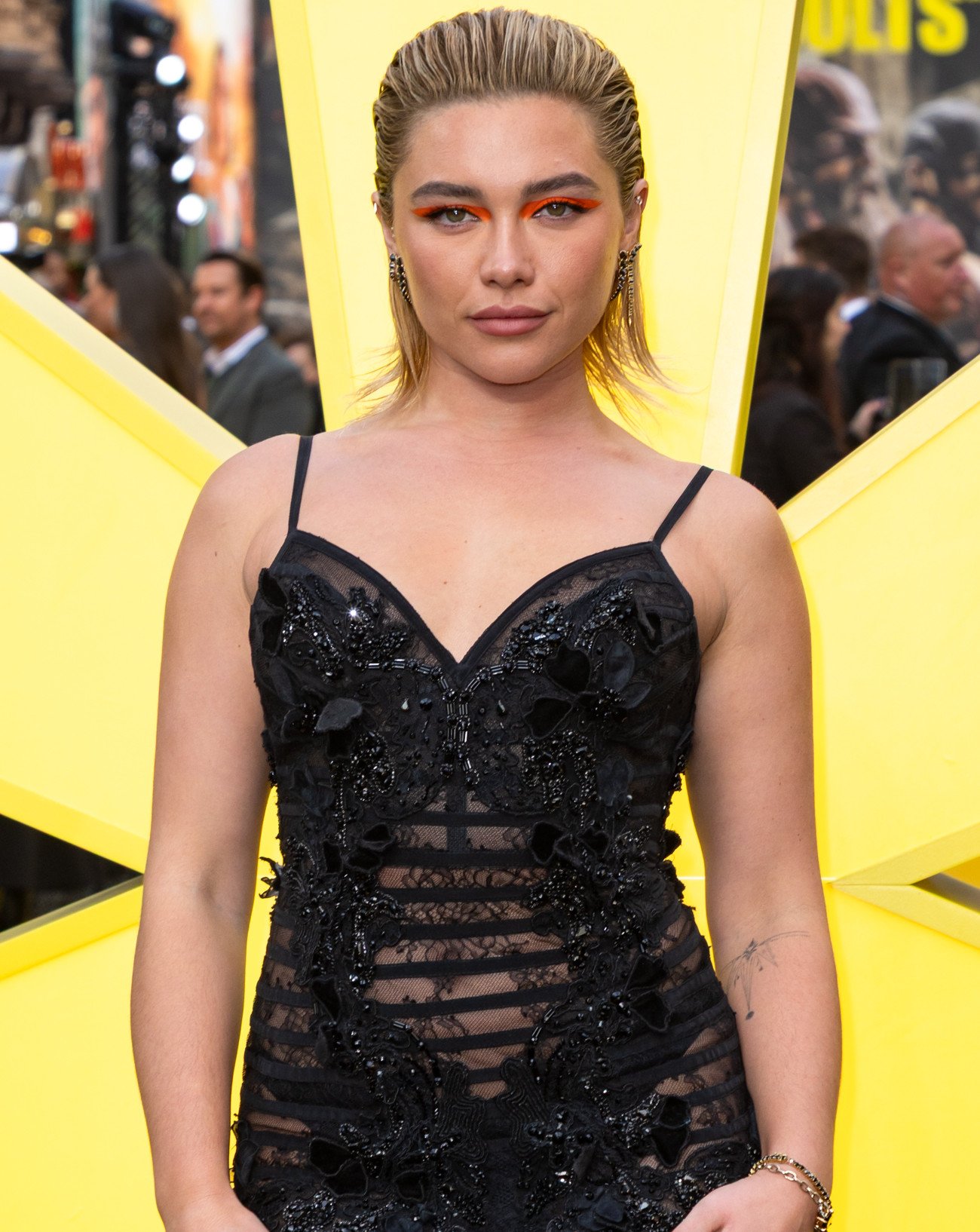 Florence Pugh attends the European Premiere of Marvel Studios' 'Thunderbolts*' at Cineworld Leicester Square on April 22, 2025 in London, England. (Photo by Tim P. Whitby/Getty Images for The Walt Disney Company Limited)