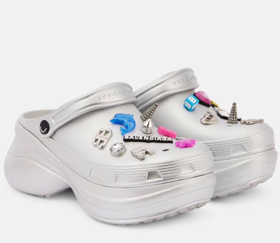 crocs balenciaga à plateforme et argentées à charms