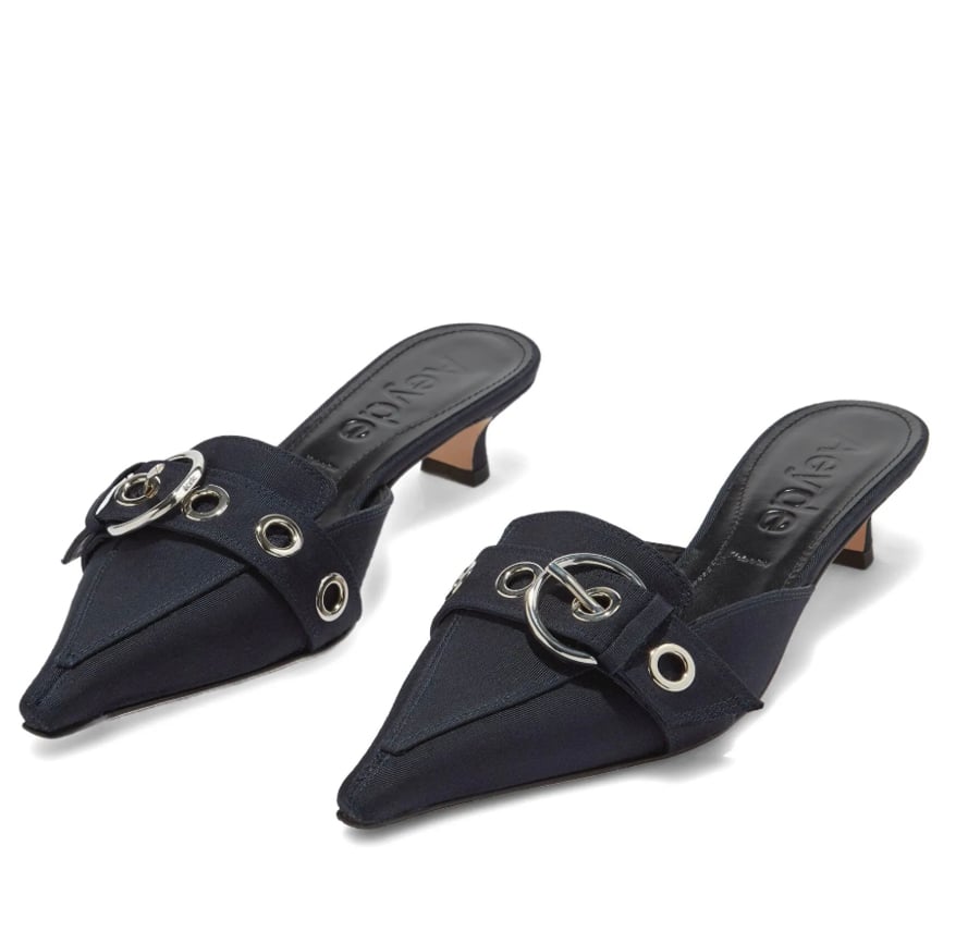 mules bleu marine à boucle aeyde
