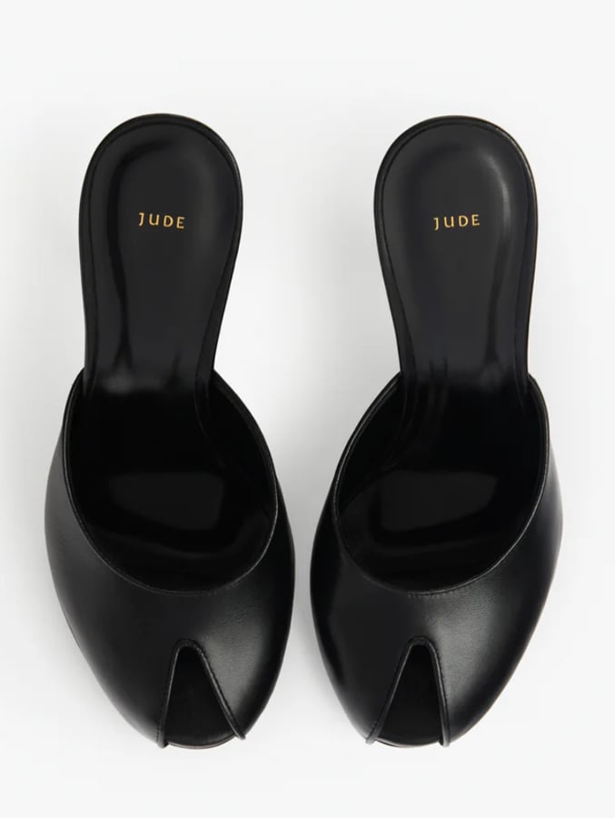 mules talon haut en cuir noir jude