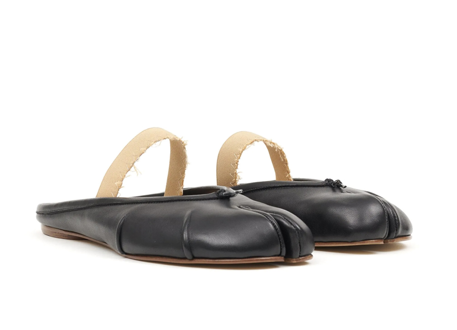 mules plates tabi cuir noir maison margiela