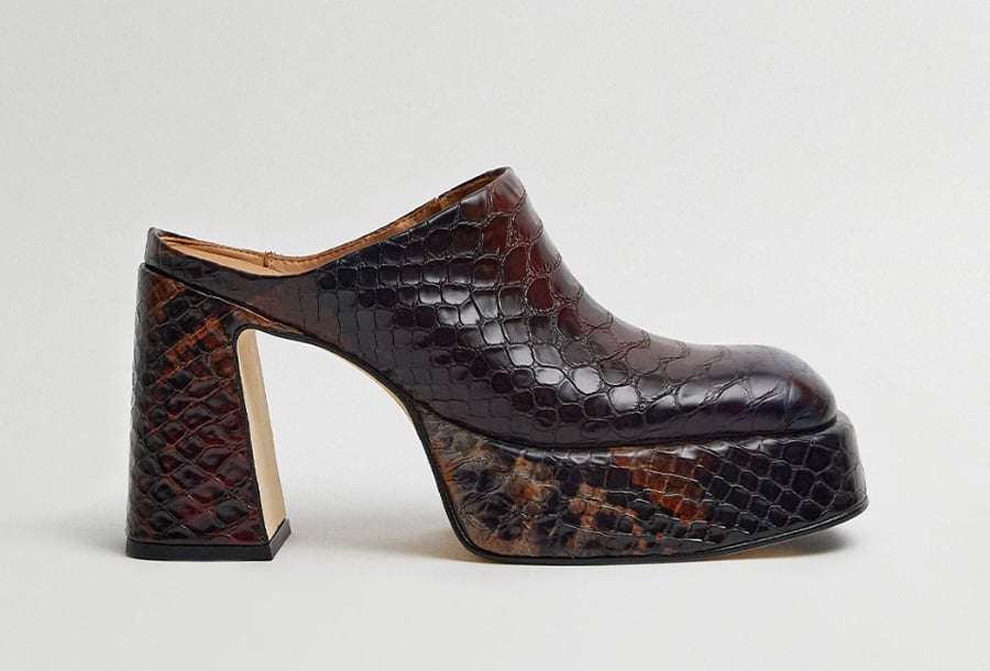 mules talon haut en cuir croco miista