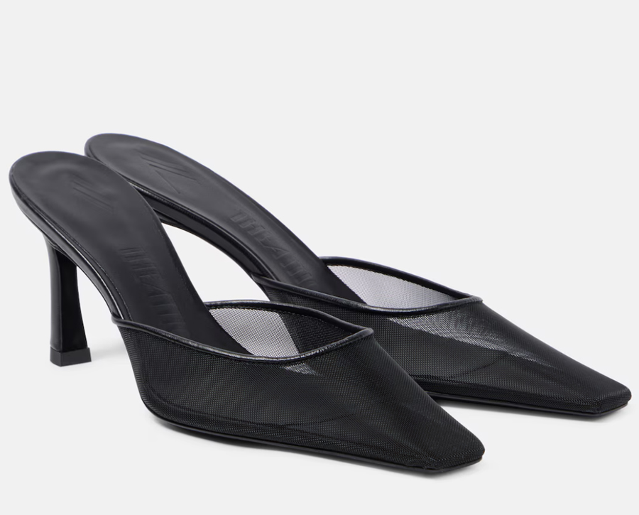 mules talon haut résille noire the attico