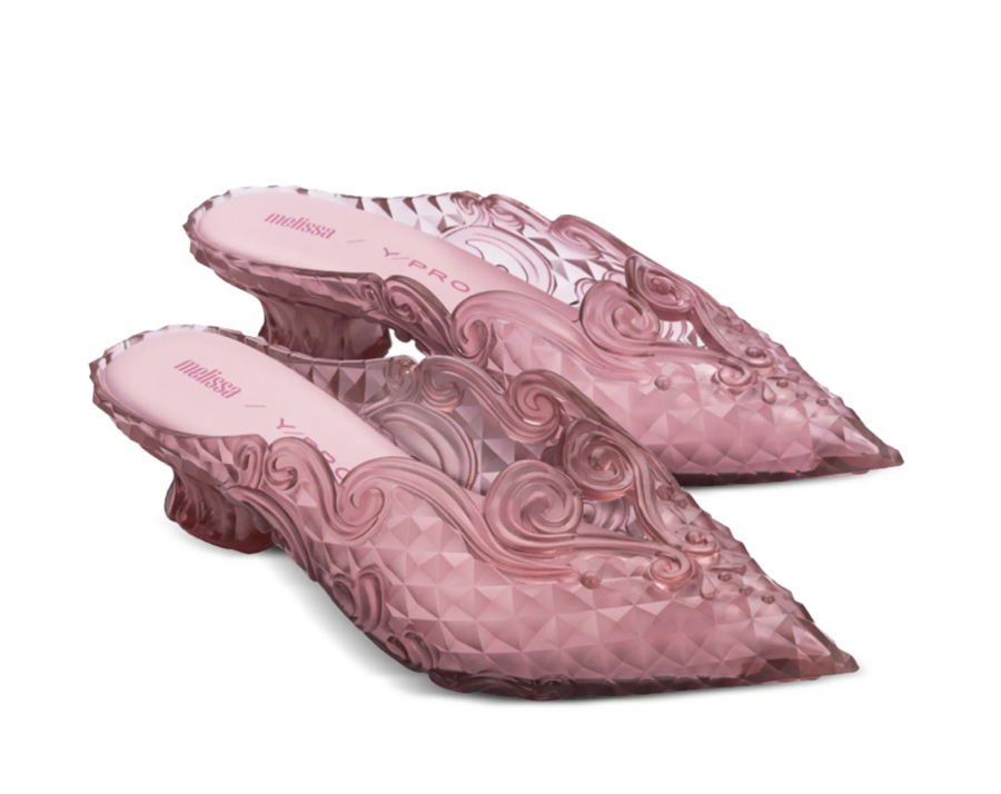 mules petit talon roses transparentes y/project x melissa