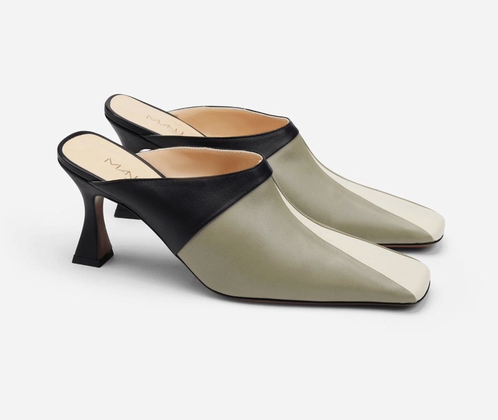 mules à talon et en cuir tendance manu atelier