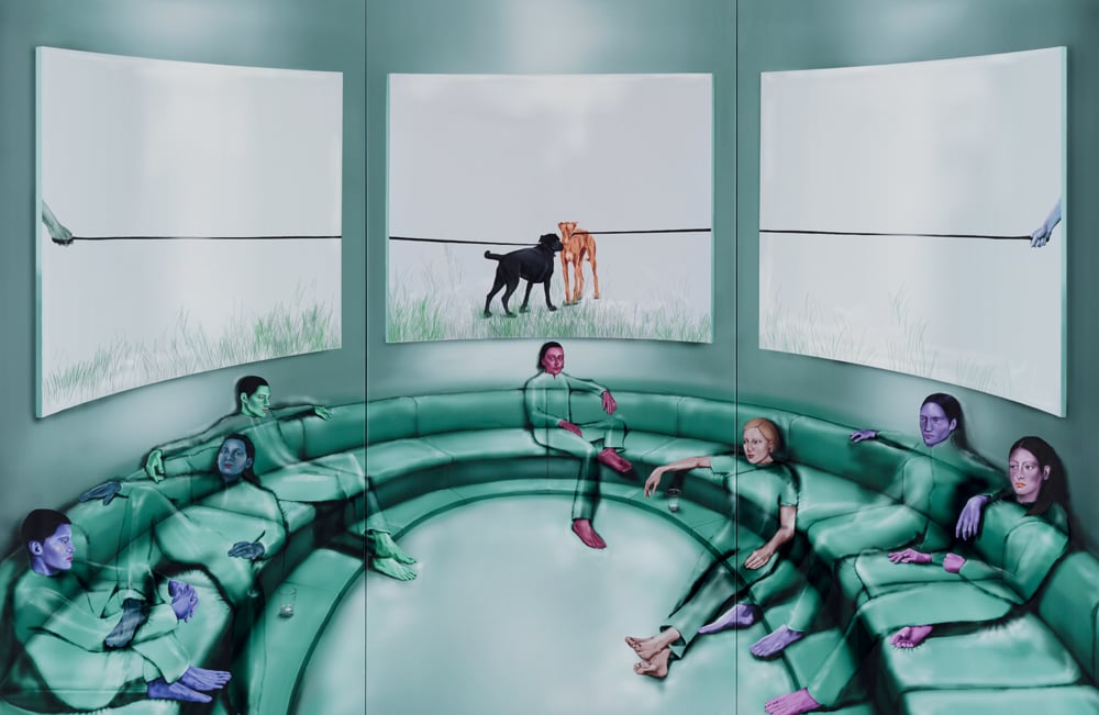 Peinture de l'artiste Louisa Gagliardi, Green Room (2023) 