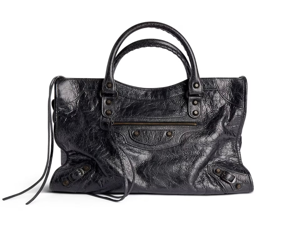 city bag cuir noir craquelé balenciaga y2k