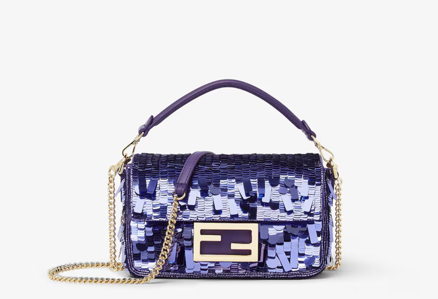 sac baguette fendi à sequins violets y2k
