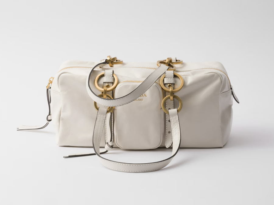 sac cuir blanc à poche prada y2k