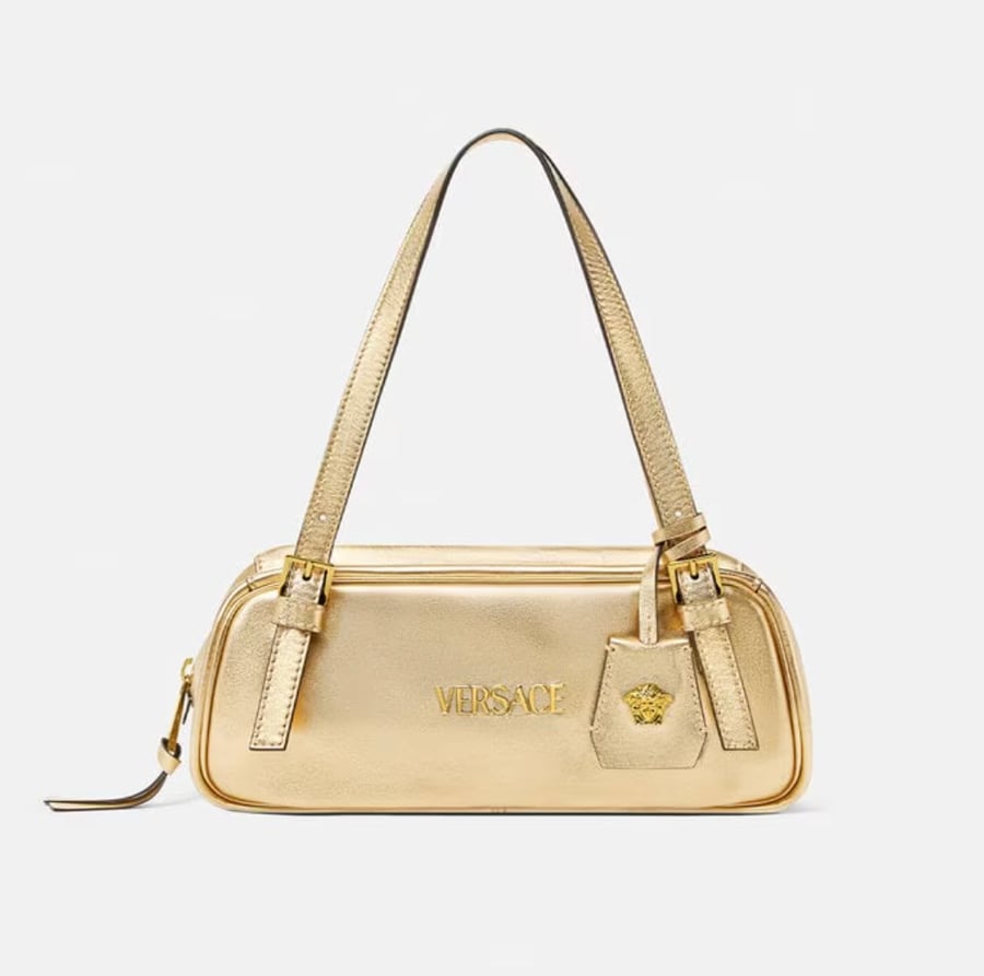 sac y2k en cuir doré brillant versace
