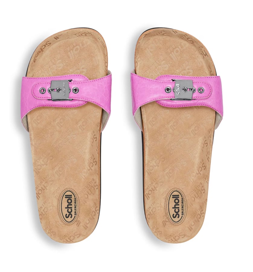 sandales plates sangle en cuir rose scholl x balenciaga