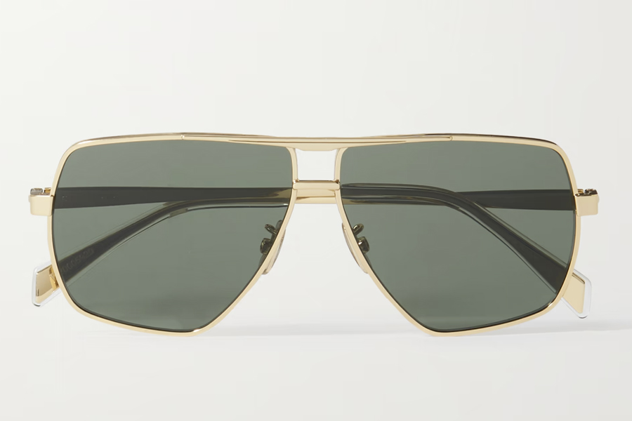 lunettes de soleil aviateur monture dorée verres fumés celine