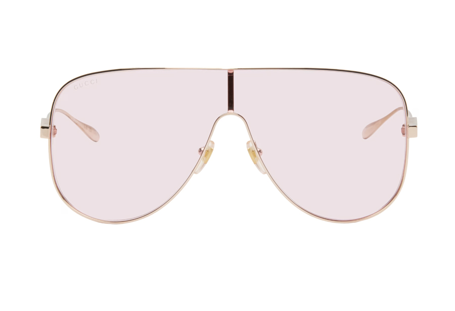 lunettes de soleil aviateur verres roses monture métallique gucci