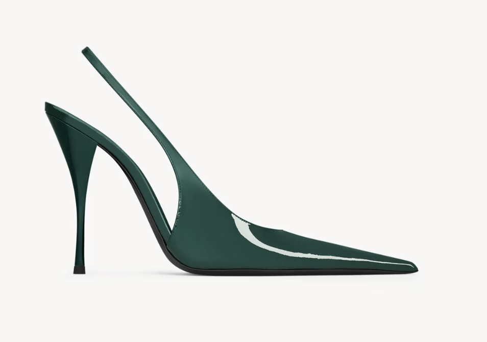 slingbacks en cuir verni vert saint laurent tendance printemps-ete 2026