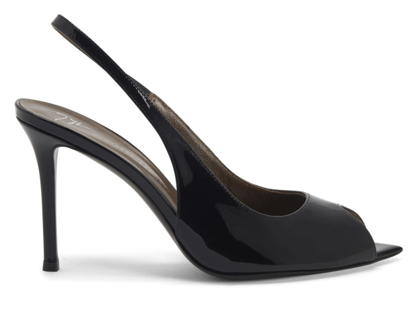slingbacks ouvertes devant en cuir verni noir tendance printemps-ete 2026 giuseppe zanotti