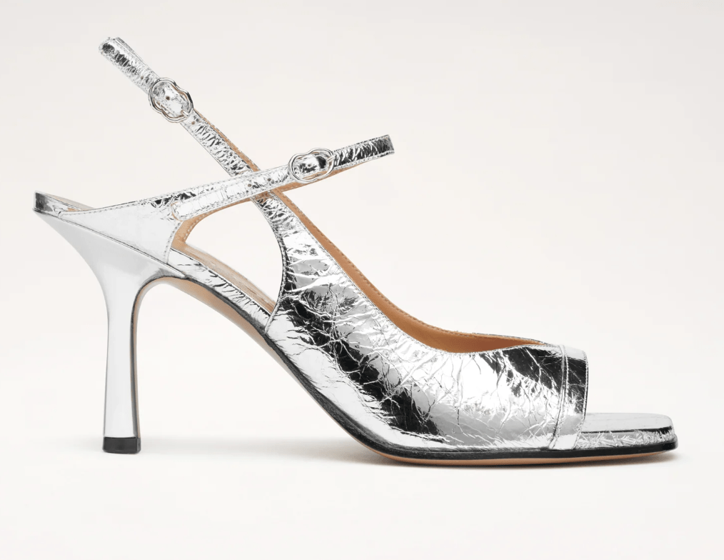 slingbacks ouvertes devant en cuir argenté tendance printemps-ete 2026 nomasei