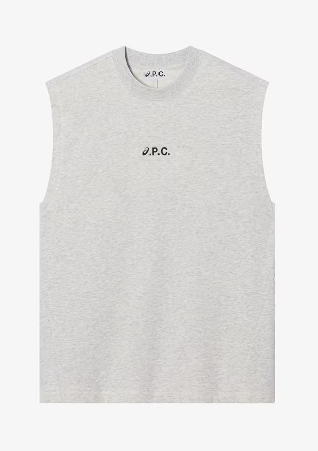 débardeur en coton gris clair à logo apc x asics