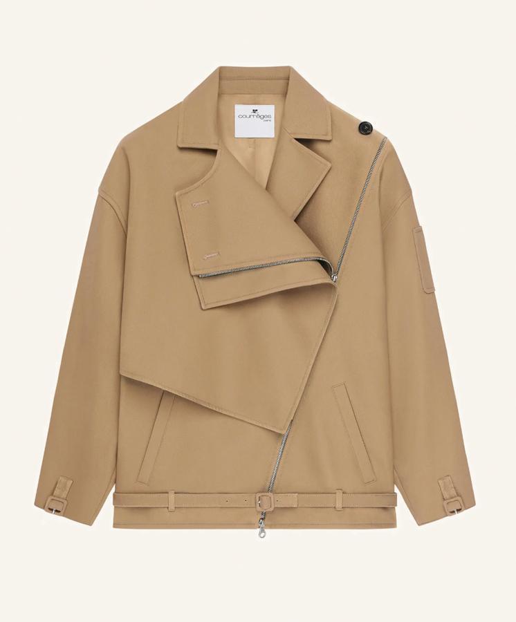 trench court tendance en coton beige courreges