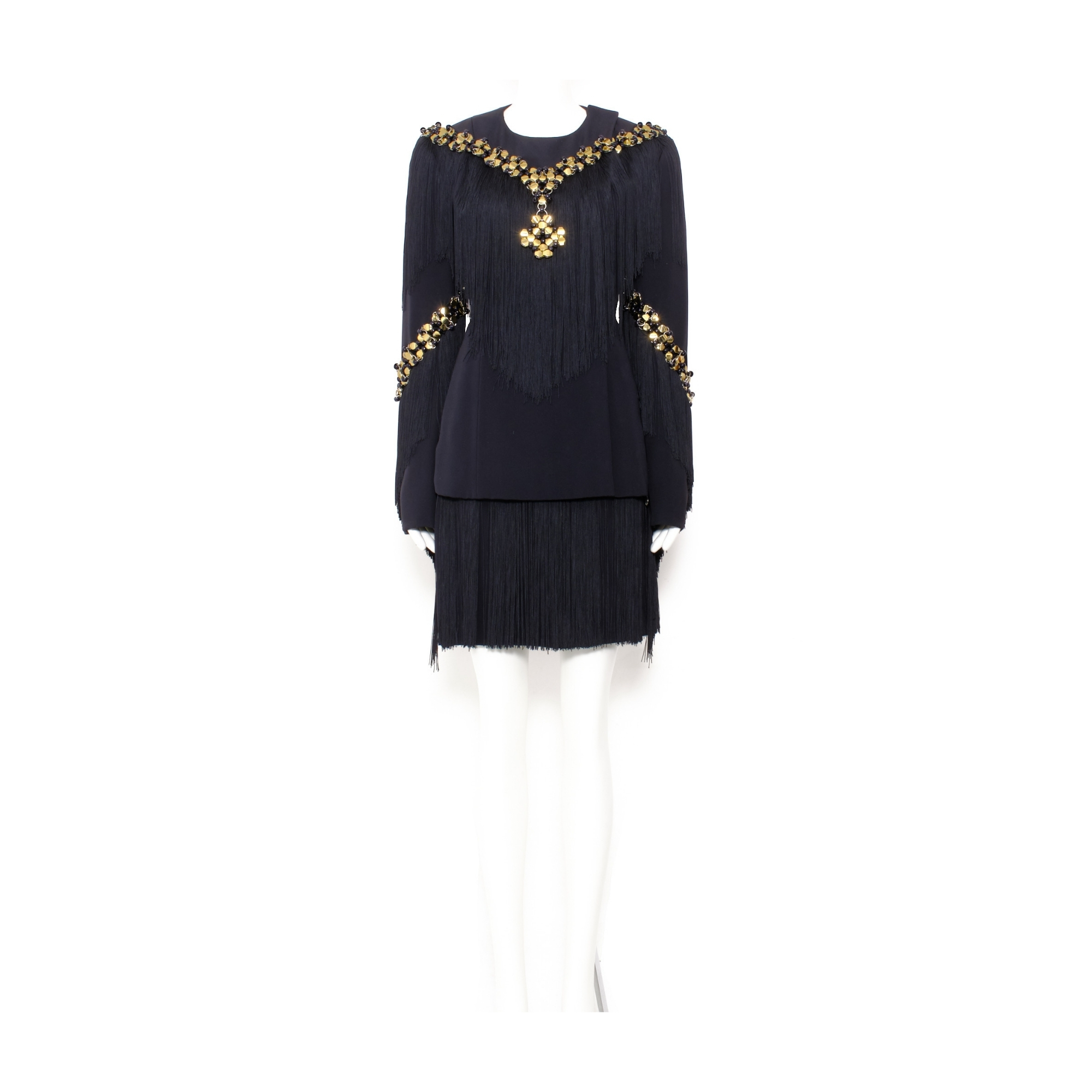 tailleur ornements dorés Paco Rabanne automne-hiver 1994-1995