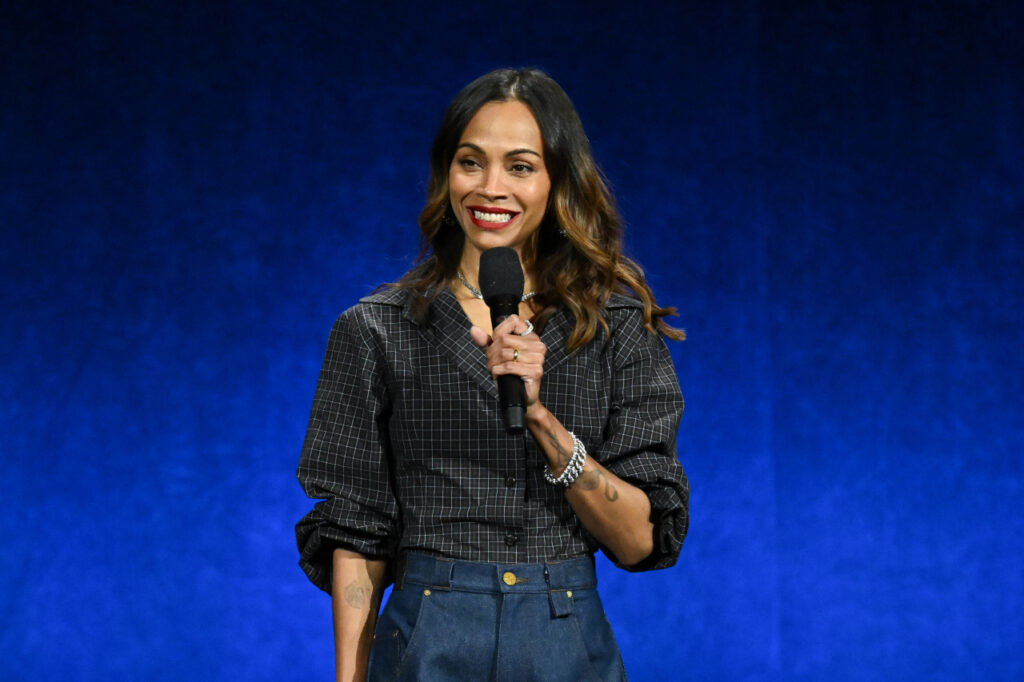 Zoe Saldana at the Walt Disney Studios Presentation as part of CinemaCon 2025 held at The Colosseum on April 03, 2025 in Las Vegas, Nevada. (Photo by Gilbert Flores/Variety via Getty Images)