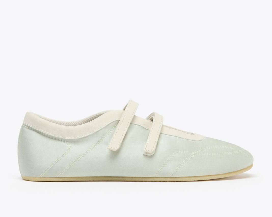 ballerines vertes en satin zara sneakerina tendance 2025