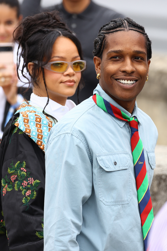 Rihanna and A$AP Rocky at the Dior Men Spring/Summer 2026 show during the Paris Fashion Week © Marc Piasecki/WireImage.