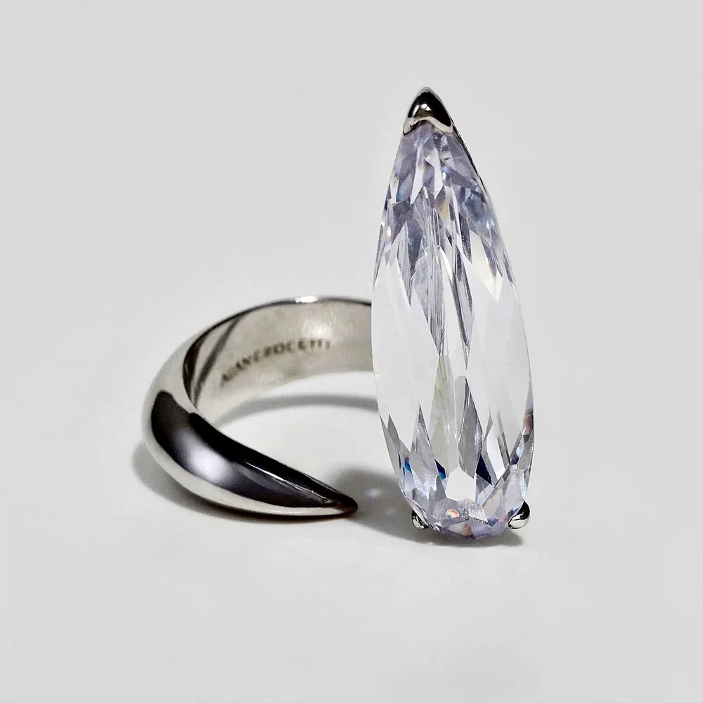 bague alan crocetti en argent et cristal