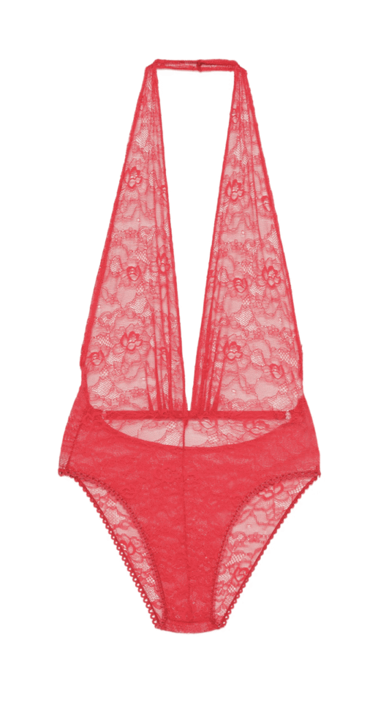 body décolleté en dentelle rouge tendance printemps-ete 2026