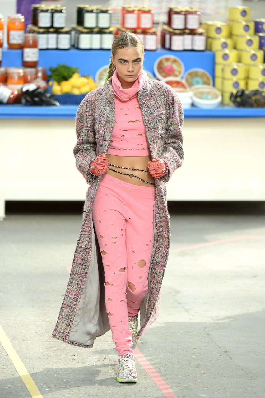 Cara Delevingne walks the Chanel runway during the Paris Fashion Week Womenswear Fall/Winter 2014-2015 on March 4th, 2014 in Paris, France. (Photo by Dominique Charriau/WireImage)