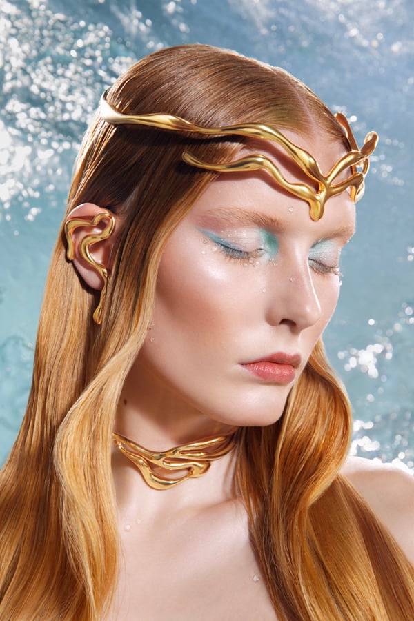 mam collection atlantis collier, couronne et bijou d'oreille organiques
