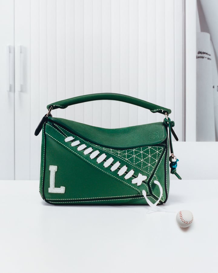 sac puzzle bag loewe en cuir vert  Varsity Re-edition